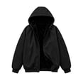 thumbnail image 1 of Fleece Lined Hooded Windbreaker for Women, Fall Winter Waterproof Long Sleeve Outdoor Hiking Fashion Jackets, S-XXL, 1 of 7