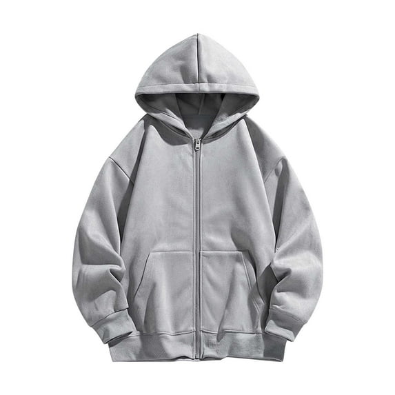 Fleece Lined Hoodie Mens Solid Color Hooded Sweatshirts Fall Winter Lightweight Jackets Plain Zip Up Hoodies Long Sleeve Tops Casual Pullover with Zip Pockets