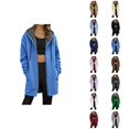 thumbnail image 1 of Fleece Lined Hoodie Women 2026 Winter Fashion Long Sleeve Plain Zip Up Long Hoodies for Women Jacket Coat with Pockets, 1 of 5