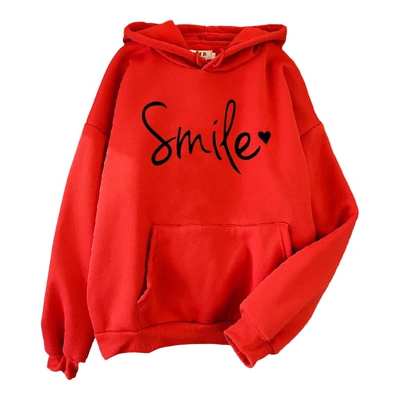 Lined Hoodie for Women Letter Print Long Sleeve Hooded Sweatshirt Fall Casual Tops