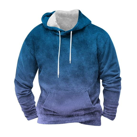 Fleece Lined Hoodies for Men with Front Pocket Pullover Long Sleeve Sweatshirts Mens Trendy Gradient Printed Thermal Warm Athletic Workout Hoodie Tops