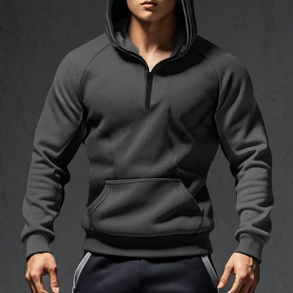 Fleece Lined Hoodies for Men with Pocket and Zipper Pullover Sweatshirts Mens Casual Color Block Long Sleeve Thermal Warm Athletic Workout Hooded Tops