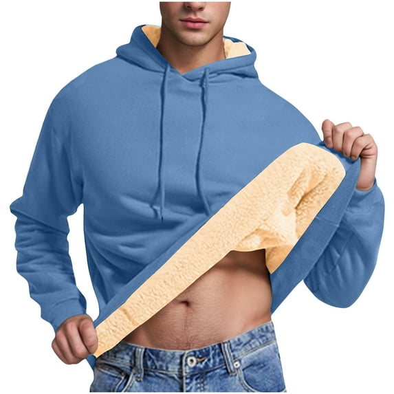 Fleece Lined Hoodies for Men Warm Winter Sweatshirt Thermal Pullover Long Sleeve Hooded Sweatshirts Athletic Hoodie