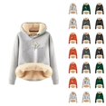 thumbnail image 1 of Fleece Lined Hoodies for Women 2025 Winter Long Sleeve Thick Graphic Hooded Sweatshirt Pullover Tops, 1 of 3