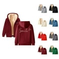 thumbnail image 1 of Fleece Lined Hoodies for Women 2025 Zip Up Thick Graphic Hoodie Jacket with Pockets Hooded Sweatshirt Pullover Tops, 1 of 7