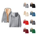 thumbnail image 1 of Fleece Lined Hoodies for Women 2025 Zip Up Thick Graphic Hoodie Jacket with Pockets Hooded Sweatshirt Pullover Tops, 1 of 7