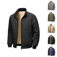 thumbnail image 1 of Fleece Lined Jacket Men Fall Winter Long Sleeve Business Casual Stand Collar Zip Up Jackets with Pockets Coat Outerwear, 1 of 8