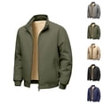 thumbnail image 1 of Fleece Lined Jacket Men Fall Winter Long Sleeve Business Casual Stand Collar Zip Up Jackets with Pockets Coat Outerwear, 1 of 4