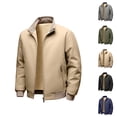 thumbnail image 1 of Fleece Lined Jacket Men Fall Winter Long Sleeve Business Casual Stand Collar Zip Up Jackets with Pockets Coat Outerwear, 1 of 4