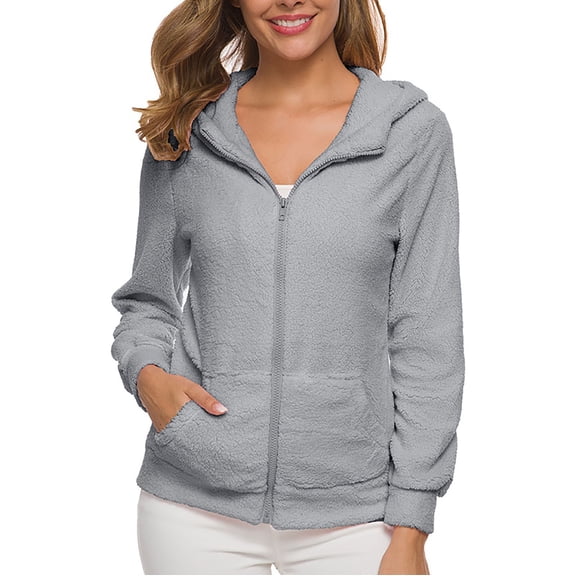 Fleece Lined Jacket Women Winter Casual Zip up Hoodies Tunic Soft Warm Sweatshirts