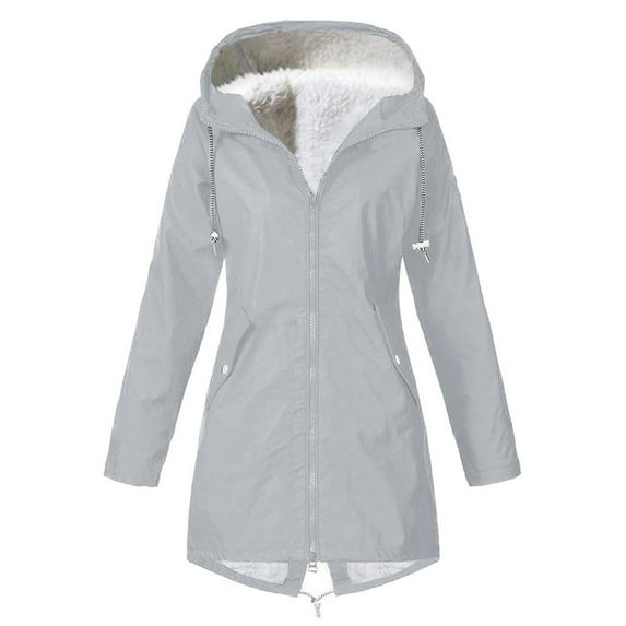 Fleece Lined Jacket Women Womens Lined Rain Jackets Waterproof Long Rain Coats for Women Active Packable Raincoat Windbreaker Jacket with Hood Long sale