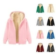 thumbnail image 1 of Fleece Lined Jacket for Women 2025 Fall Winter Long Sleeve Plain Basic Hoodie Hooded Jackets with Pockets Outerwear, 1 of 4
