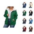 thumbnail image 1 of Fleece Lined Jacket for Women 2025 Winter Oversized Long Sleeve Plain Zip Up Hooded Coat with Pockets Outerwear, 1 of 5