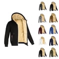 thumbnail image 1 of Fleece Lined Jackets for Men 2025 Fall Winter Long Sleeve Zip Up Hooded Jacket with Pockets Outerwear Coat Hoodie, 1 of 4