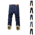 thumbnail image 1 of Lined Jeans Men 2026 Fall Winter Thick Straight Leg Business Casual Denim Pants Jean Pants Trousers with Pockets, 1 of 5