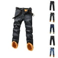 thumbnail image 1 of Lined Jeans Men 2026 Fall Winter Warm Straight Leg Business Casual Jean Pants Denim Pants Trousers with Pockets, 1 of 5