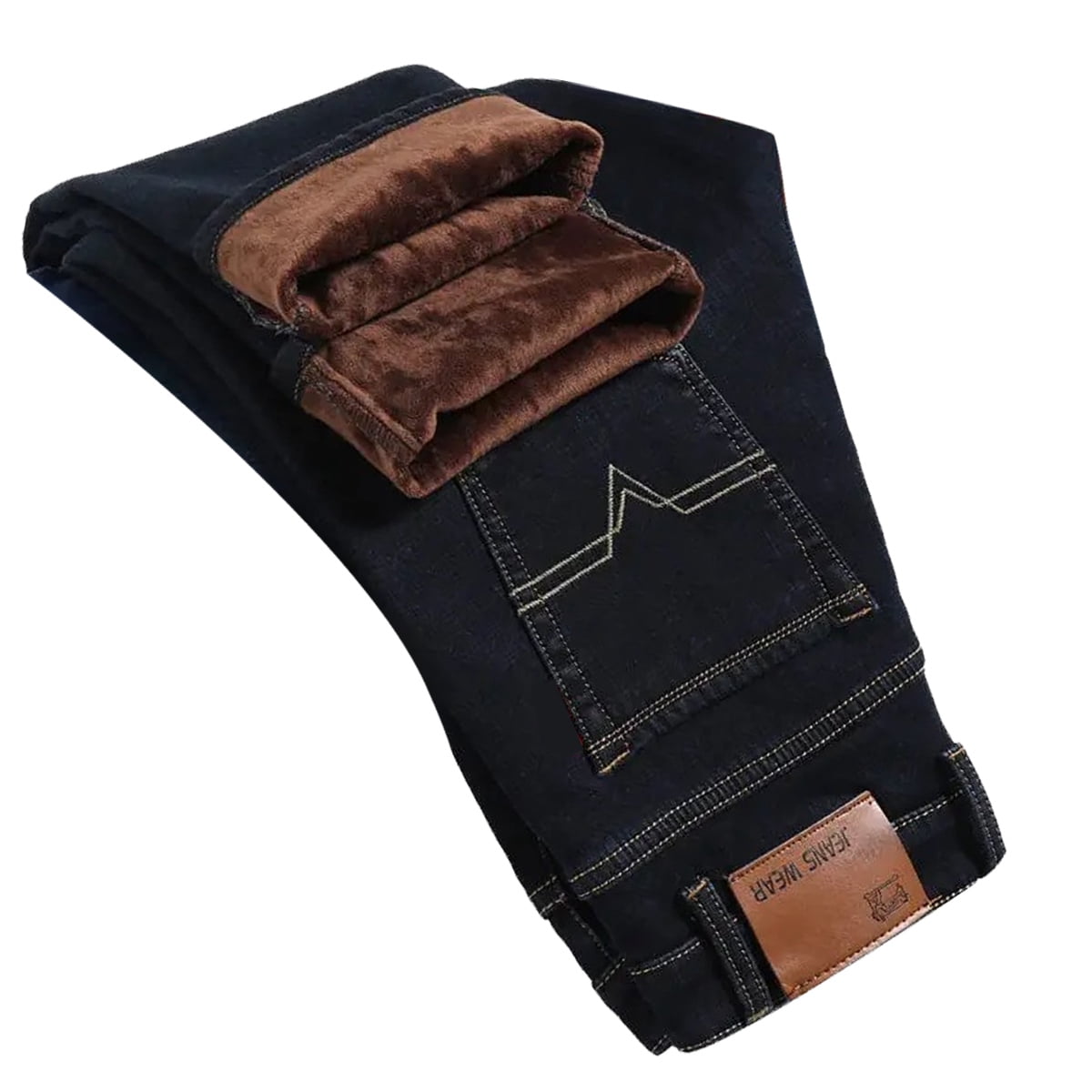 Fleece-Lined Jeans Men'S Thickened Warm Autumn And Winter Style Elastic ...