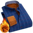 thumbnail image 1 of Fleece Lined Lapel Shirts for Men Winter Warm Loose Button Down Stylish Long Sleeve Cotton Plaid Shirt Jackets, 1 of 3