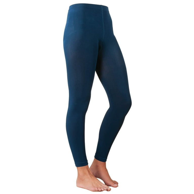 Fleece Lined Leggings, Premium Fabric Blend, Leggings for Women - Size M/T,  Navy Blue Design 