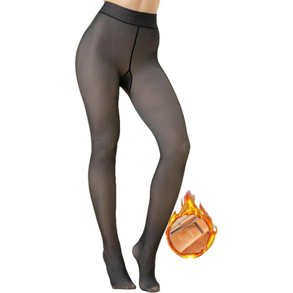 Fleece Lined Leggings Tights Women, Plus Size Opaque Thermal Pants Tights for Winter, Womens Fleece Lined Tights Fake Translucent Pantyhose Thermal