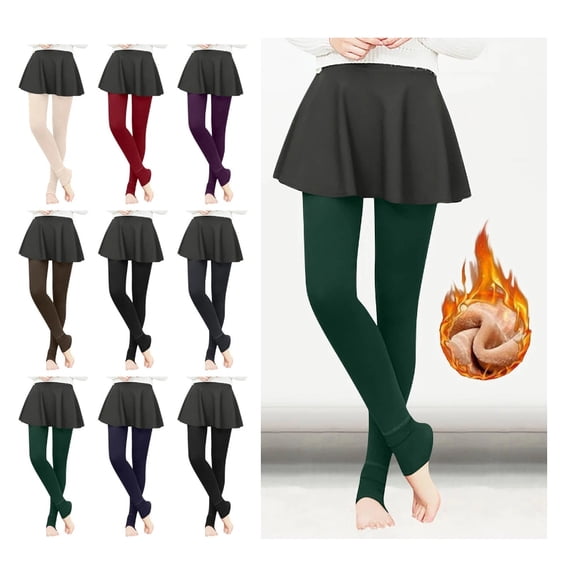 Fleece Lined Leggings Women Fall Winter Thermal Warm Elastic High Waisted Tummy Control Workout Yoga Pants Dark Green Free