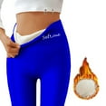 thumbnail image 1 of Fleece Lined Leggings Women Stretchy Thermal Tights Workout Leggings Comfy Lounge Winter Warm Pants Blue L, 1 of 5