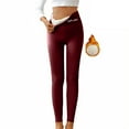 thumbnail image 1 of Fleece Lined Leggings Women Thick Soft High Waisted Black Thermal Warm Pants for Winter Cold Red S, 1 of 8