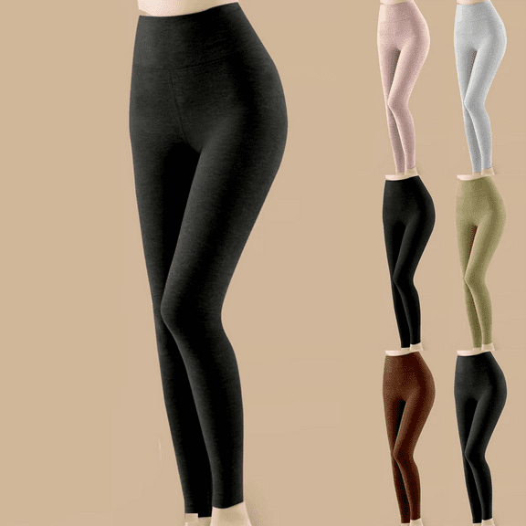 Fleece Lined Leggings Women Tummy Control Thermal Tights Ankle Length Stretch Slim Fall Winter Warm Comfy Workout Gym Leggings