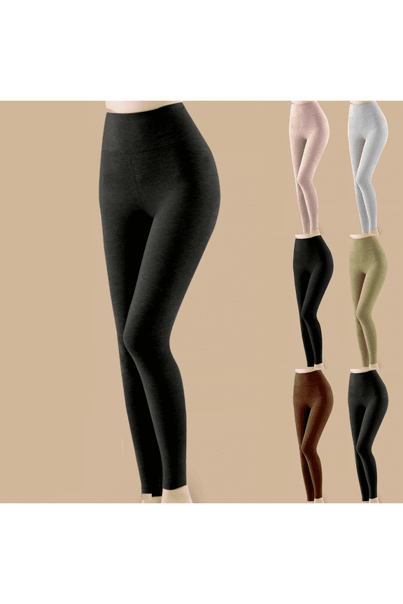 Fleece Lined Leggings Women Tummy Control Thermal Tights Ankle Length Stretch Slim Fall Winter Warm Comfy Workout Gym Leggings