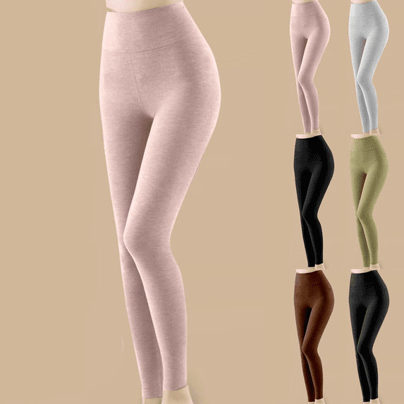 Fleece Lined Leggings Women Tummy Control Thermal Tights Ankle Length Stretch Slim Fall Winter Warm Comfy Workout Gym Leggings