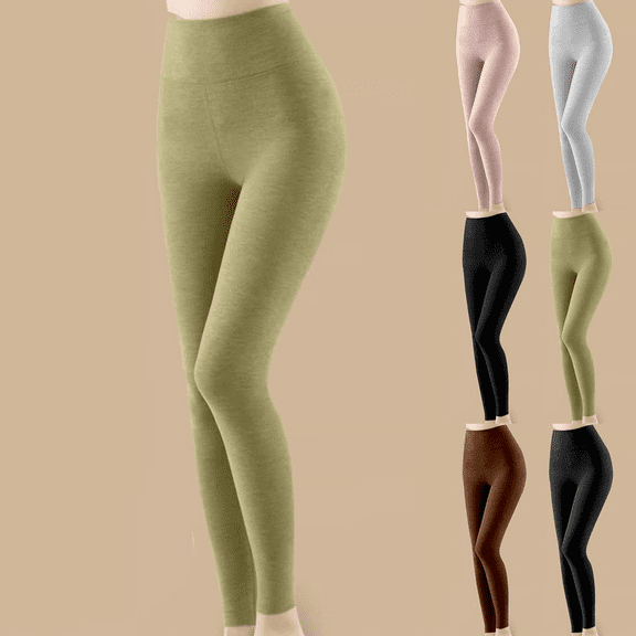 Fleece Lined Leggings Women Tummy Control Thermal Tights Ankle Length Stretch Slim Fall Winter Warm Comfy Workout Gym Leggings