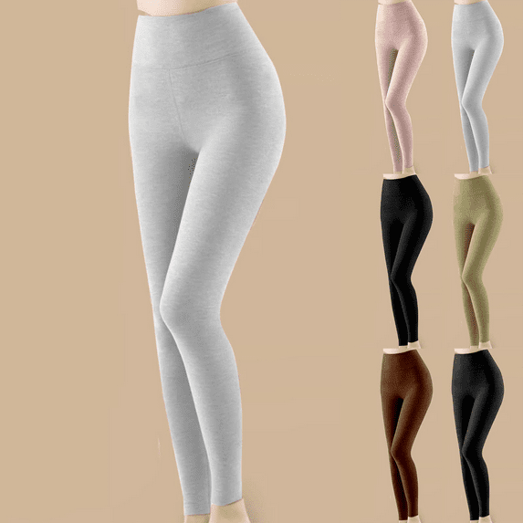 Fleece Lined Leggings Women Tummy Control Thermal Tights Ankle Length Stretch Slim Fall Winter Warm Comfy Workout Gym Leggings
