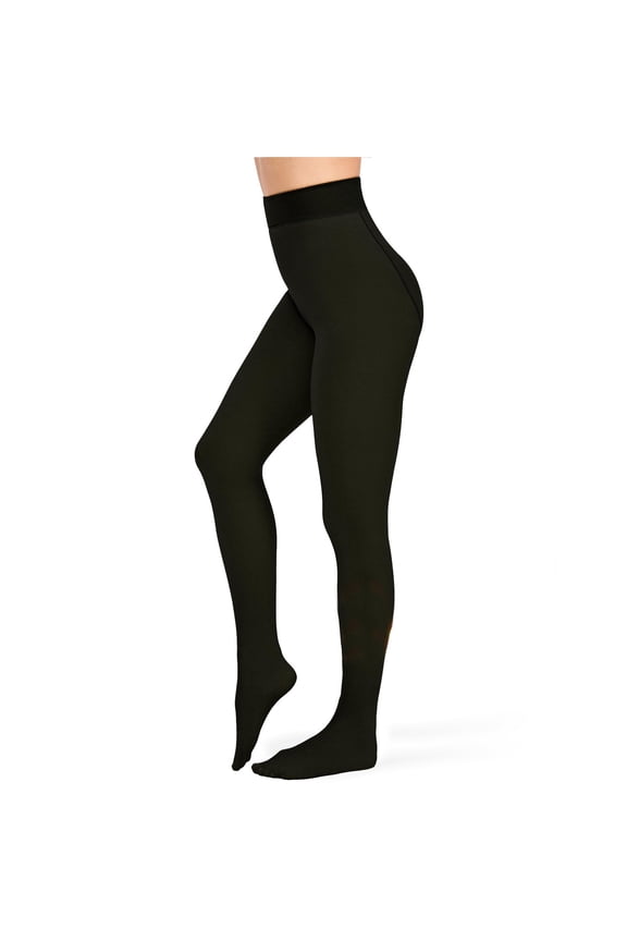 Fleece Lined Leggings Women Warm Winter Comfort Fleece Lined Tights Thick High Waist Fall Solid Footed Pantyhose 2025 Black Free