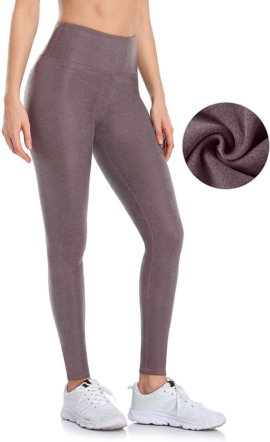 Fleece Lined Leggings Women Winter Thermal Insulated Leggings High Waist  Workout Yoga Pants with Pockets 