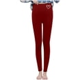thumbnail image 1 of Fleece Lined Leggings Women Winter Thermal Long Pants Christmas Casual Yoga Workout High Waist Pull On Trousers (M, Wine|Heart), 1 of 7