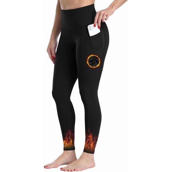 Fleece Lined Leggings Women with Pockets - Winter Warm Thermal Thick Tights High Waisted Yoga Pants