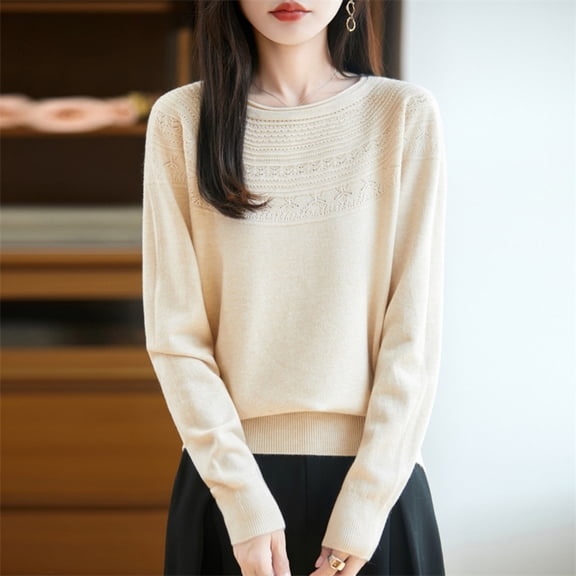 Fleece Lined Leggings Womens Long Sleeve Shirts Ndbuld Fashion Women's Casual Semi High Neck Solid Color Loose Base Knitted Sweater,Beige,XXL