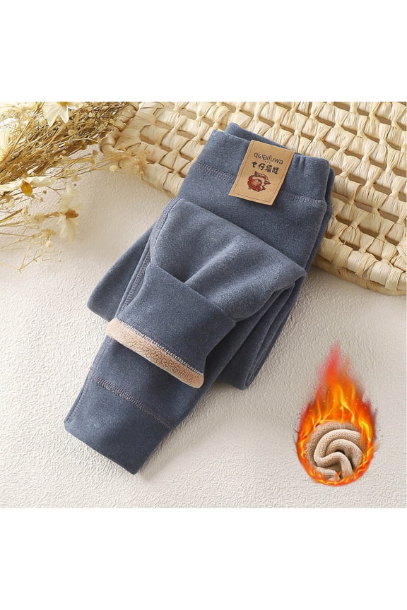 Fleece Lined Leggings for Boys Girls Full Length Thick Thermal Tights Warm Winter Stretch Athletic Yoga Pants Gray 7-8 Years