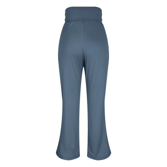 Fleece Lined Leggings for Women Butt Lifting High Waist Bootcut Yoga Pants with Pockets Thermal Winter Bell Bottom Flare Workout Pants Royal Blue L