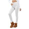 thumbnail image 1 of Fleece Lined Leggings for Women, Casual Button Pull on Trouser, Thermal High Waist Workout Yoga Pants, 1 of 9