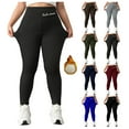 thumbnail image 1 of Fleece Lined Leggings for Women – Thick Winter Warm Thermal High Waisted Tummy Control Workout Yoga Pants Green L, 1 of 9