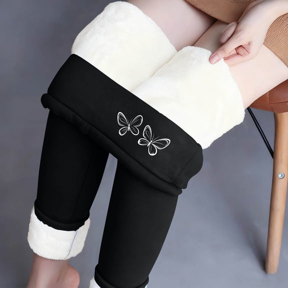 Fleece Lined Leggings for Women Tummy Control Thick Thermal High Waisted Tights Soft Cozy Yoga Pant Winter Gym Workout Black Leggings