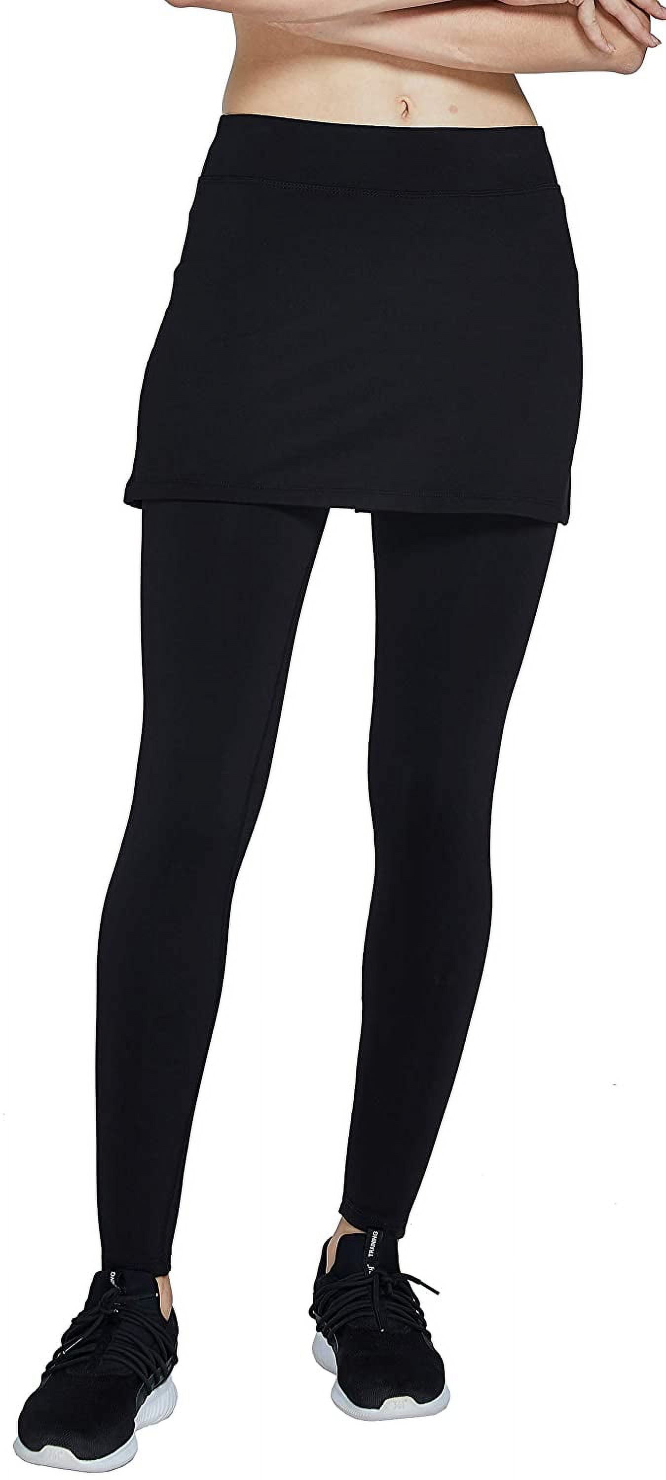 Buy Westkun Women Running Skirted Leggings with Thermal Fleece Ankle Length  Trousers Tennis Skort Skirt with Leggings Compression Tights Bottom with  Inside Pockets Online at desertcartINDIA