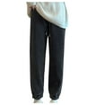 thumbnail image 1 of Fleece Lined Pants Womans Winter Warm Thick Cotton Loose Cinched Bottom Elastic Waist Drawstring Sweatpants (Large, Gray), 1 of 6