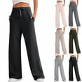 thumbnail image 1 of Fleece Lined Pants Women Wide Leg High Waisted Drawstring Baggy Sweatpants with Pockets Soft Cozy Slacks for Women, 1 of 4