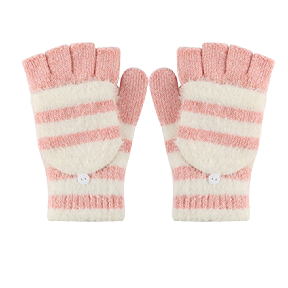 FleeceLined Ragg Wool Gloves with FoldBack Finger Caps and Hand Heat