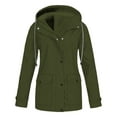 thumbnail image 1 of Fleece-Lined Rain Jacket, Waterproof Hiking Shell, Winter Outdoor Coat Army Green L , Coat, 1 of 5