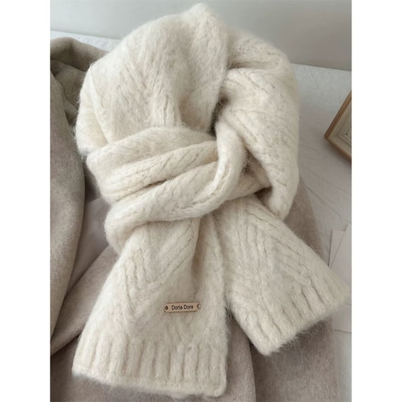 Fleece Lined Scarf for Men Women, Winter Warm Scarf, Cozy Neck Warmer for Cold Weather, Soft Outdoor Accessory for Fitness, Hiking, Travel, Daily Wear, Lightweight Scarfs White