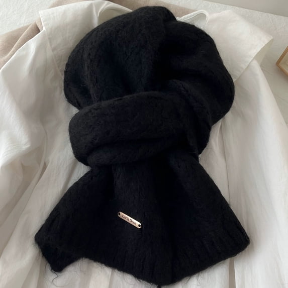 Fleece Lined Scarf for Men Women, Winter Warm Scarf, Cozy Neck Warmer for Cold Weather, Soft Outdoor Accessory for Fitness, Hiking, Travel, Daily Wear, Lightweight Scarfs Black