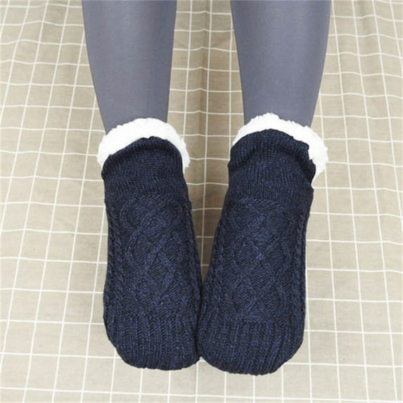 Fleece Lined Slipper Socks under $5! CQCYD Women's Winter Fuzzy Slipper Socks, Fleece Lined Non-Slip Gripper Socks, Warm House Socks with Rubber Dots, Cozy Floor Socks for Indoor Wear
